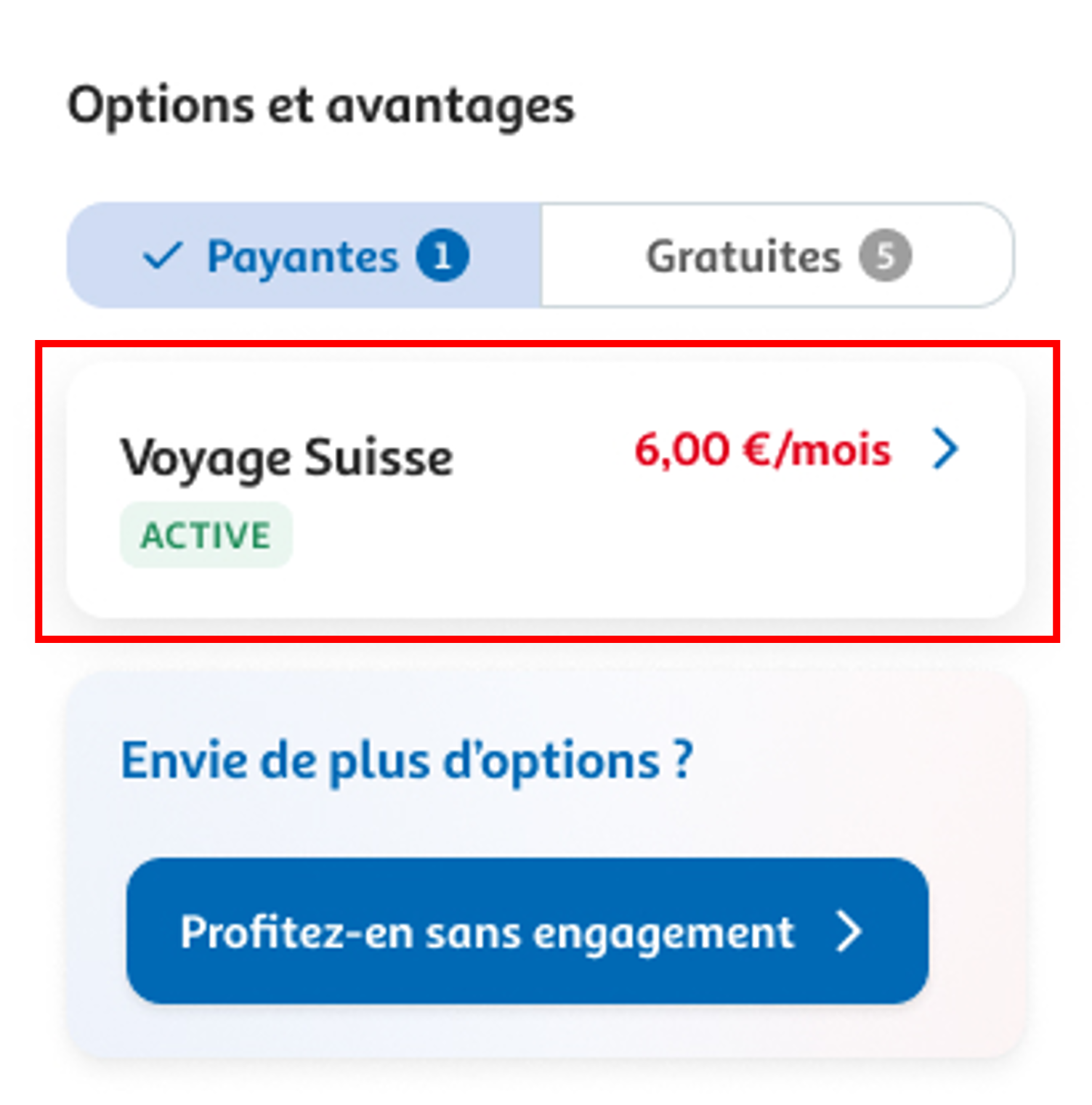 Etape 2 - Cliquer sur l'option à résilier (Résilier option espace client Auchan Telecom)