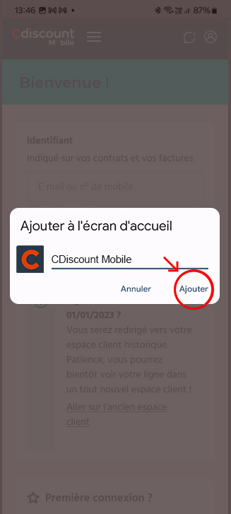 Ajouter Un Raccourci Votre Espace Client Sur L cran D accueil De Ajouter Un Raccourci Votre Espace Client Sur L cran D accueil De